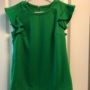 J.crew Factory green flutter sleeve shirt 00